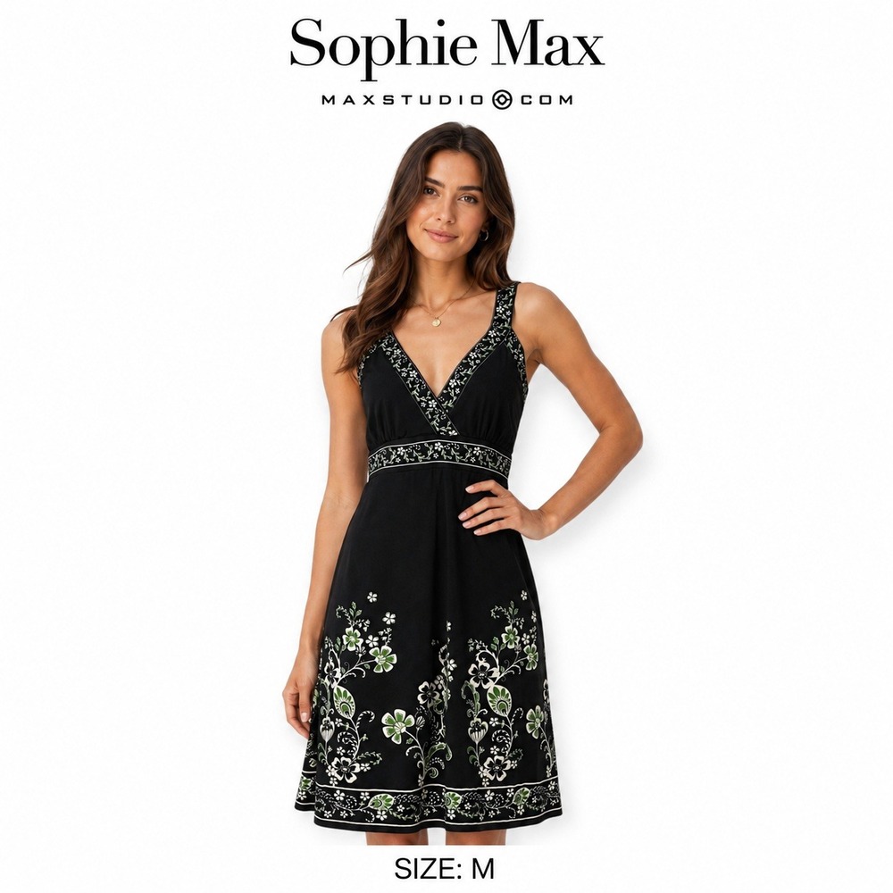 NEW Sophie Max Dress Women M Black Floral Empire Waist Sleeveless Y2K Whimsigoth